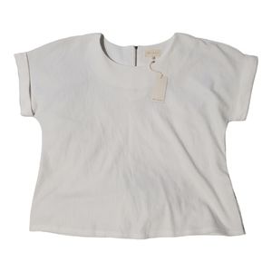 Melloday Women's White/Off-White Short Sleeve Shirt